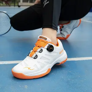 UYCEKK Men's & 's Tennis, Badminton, Table Tennis Shoes - Lightweight Cushioned Sole, -Slip White/Orange/Black Court Sneakers with Rotating Lock System, PU Upper for Gym,, Sports (Unisex Athletic Footwear)