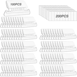 100 Pcs Clear Insertable Plastic Hanging File Folder Tabs with 200Pcs Inserts for Hanging Folders