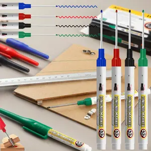 10 Pcs Long Head Deep Hole Marker Pens, 45mm Deep Reach Metal Marking Pen,Quick-dry Waterproof Long Nib Marker, Colorful Carpenter Deep Reach Markers Construction Markers Tool