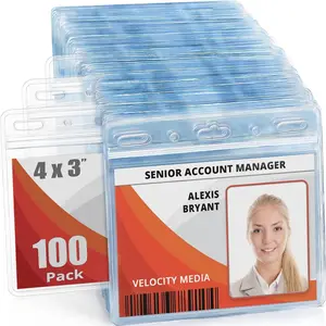 - Card Protector (Clear, 4x3 Inches, 100 Pack),  and Resealable Horizontal Plastic ID Name Badge Holders