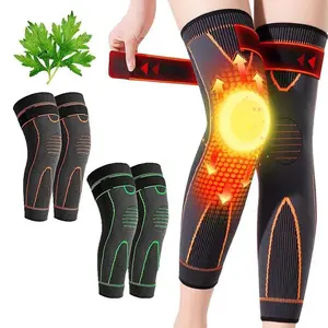 ​High-Elasticity Unisex Extended-Length Wrap Knee Brace, Breathable Knit Support Sleeve with Artemisia Warmth for Sports & Running, Adjustable Compression Strap for Basketball, Hiking, Joint Pain Relief