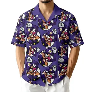 Hot Summer 2026 Mischievous Purple Cartoon Rival Hawaiian Shirt, Funny Game Inspired Summer Button Up Shirt
