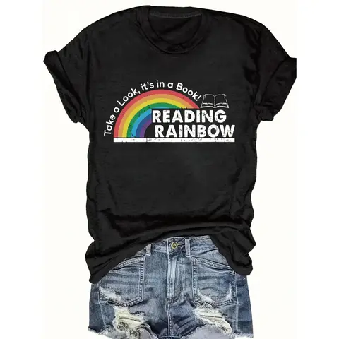 Women's Fitted Cotton Crew Neck Shortsleeve Graphic Tshirt - Soft Breathable Athletic Tshirt with Loose Drop-Shoulder, Retro Casual Summer Streetwear for Reading Lovers, Valentine's Day Party (Graphic Tees Women)