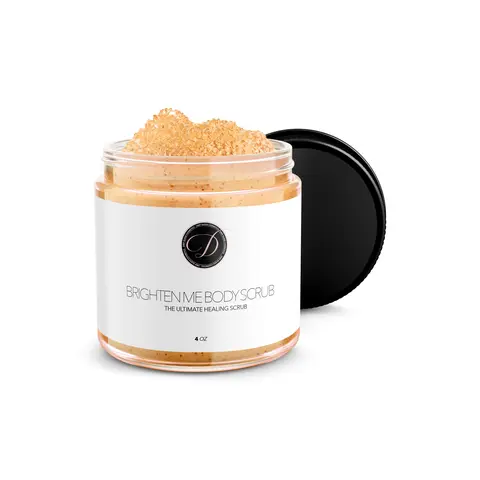 Brighten Me Scrub - Body Care Cleanser & Exfoliant with Coconut, Turmeric & Olive for Sensitive Skin, 4 oz Jar