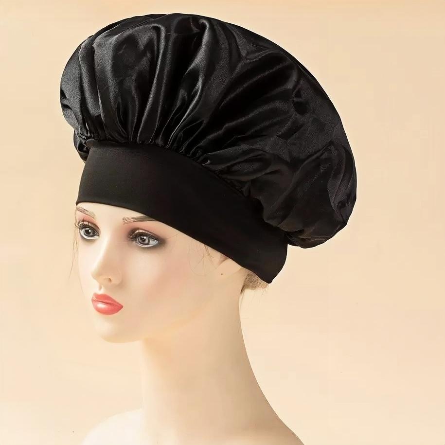 LEFGODY Women's Satin Wide Brim 1-Size Sleep Cap, Elastic Band Hair Wrap for Curly Hair, Multi-Use Shower Cap, One Size tiktokshopspringglowup