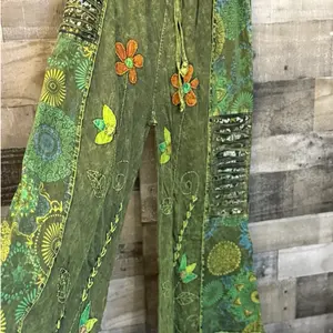 Hand Embroidered Cotton Pants BOHO HIPPY