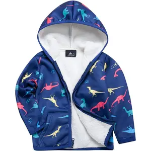 Boys Girls Hoodie Sweatshirt Toddler Zip Up Fleece Sherpa Lined Jacket Thick Warm School Hooded Outerwear