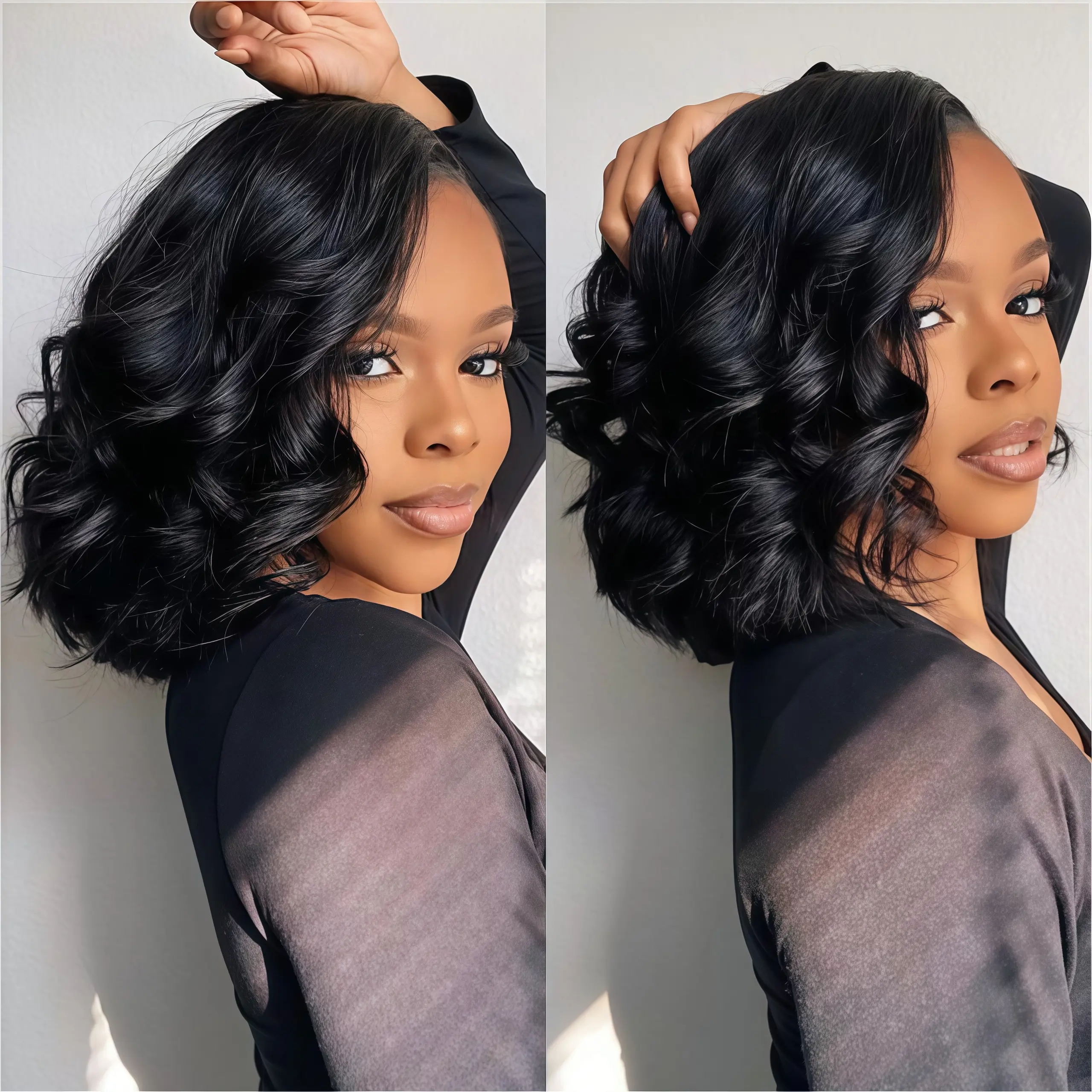 ShowRealHair 5x7 HD Lace Glueless Wig Pre Curled Voluminous Bouncy Curls Wave Human Hair Funmi Curly Pre-Cut Lace Front Wig Easy To Wear Beginner Friendly