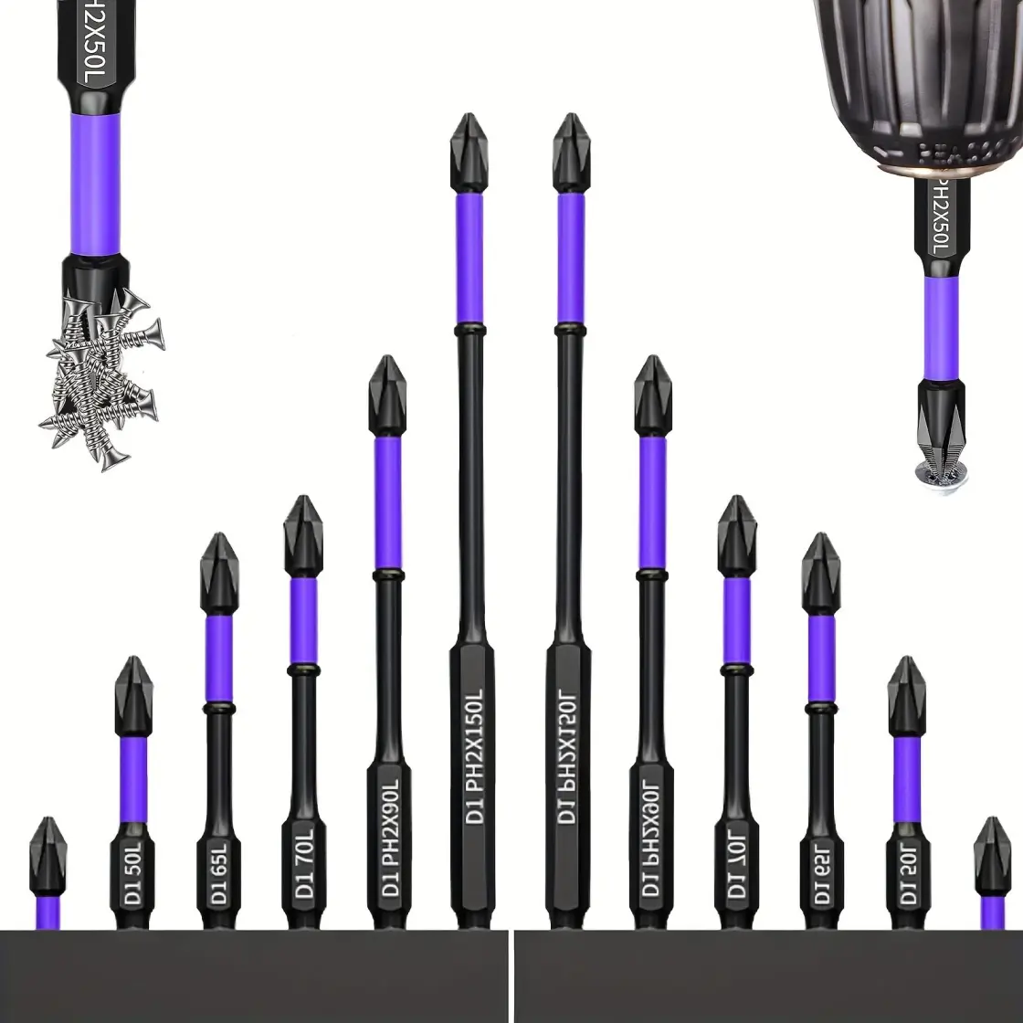 12pcs high-magnetic impact driver bit set, high-hardness strong magnetic screwdriver bits, Phillips head, anti-slip magnetic electric screwdriver set, suitable for impact drivers, upgraded strong magnetic and durable screwdriver drill bit set.adapt