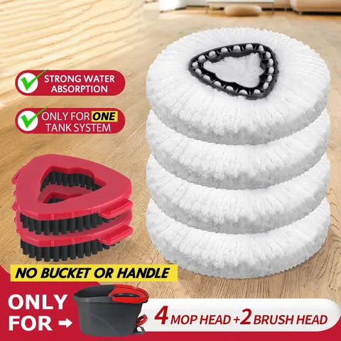 For O-Cedar EasyWring Microfiber Mop Refills - Replacement Spin Mop Heads with Scrub Brush Washable Heavy Duty Universal Fit for Kitchen Bathroom Floors and fit for 1-Tank system