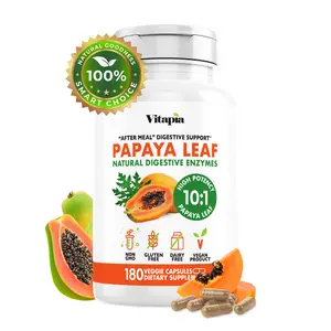 Vitapia Papaya Leaf Capsules: Rich in Digestive Enzymes & Antioxidants, Supports Bloating & Constipation Relief, Boosts Gut & Digestive Health, Skin Health & Acne Relief
