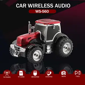 WSTER WS-560 style car Bluetooth speaker, supports USB, TF card, AUX and FM stereo, subwoofer, wireless Bluetooth function, LED light, suitable for home, outdoor parties, suitable for gifts and other occasions.