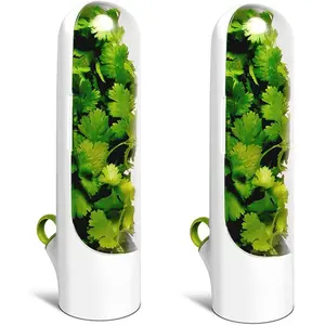 2PCS Herb Saver Pod Vegetable Preservation Container for Cilantro, Mint, Parsley, and Asparagus, Keeps Greens Fresh for 2-3 Weeks, Transparent Design for Easy Viewing Gifts for Boyfriend Kitchen Thanksgiving tableware Christmas Gift