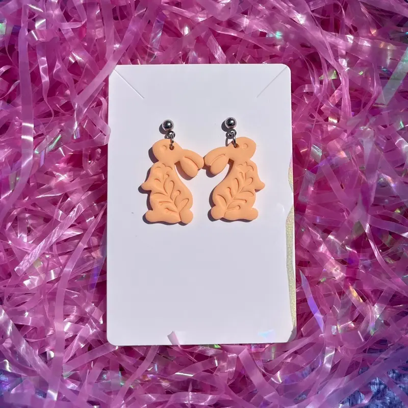 Peach Easter Bunny Polymer Clay Dangle