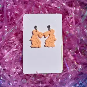Peach Easter Bunny Polymer Clay Dangle