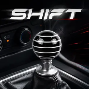 Universal Racing Stripe Shift Knob, Glossy Round Gear Shift Knob with 3 Thread Adapters, Manual Transmission Shifter Ball for Cars, Trucks & JDM Builds JDM Style Racing Interior Manual Transmission #ShiftKnob #JDMStyle #CarAccessories #ManualTransmission