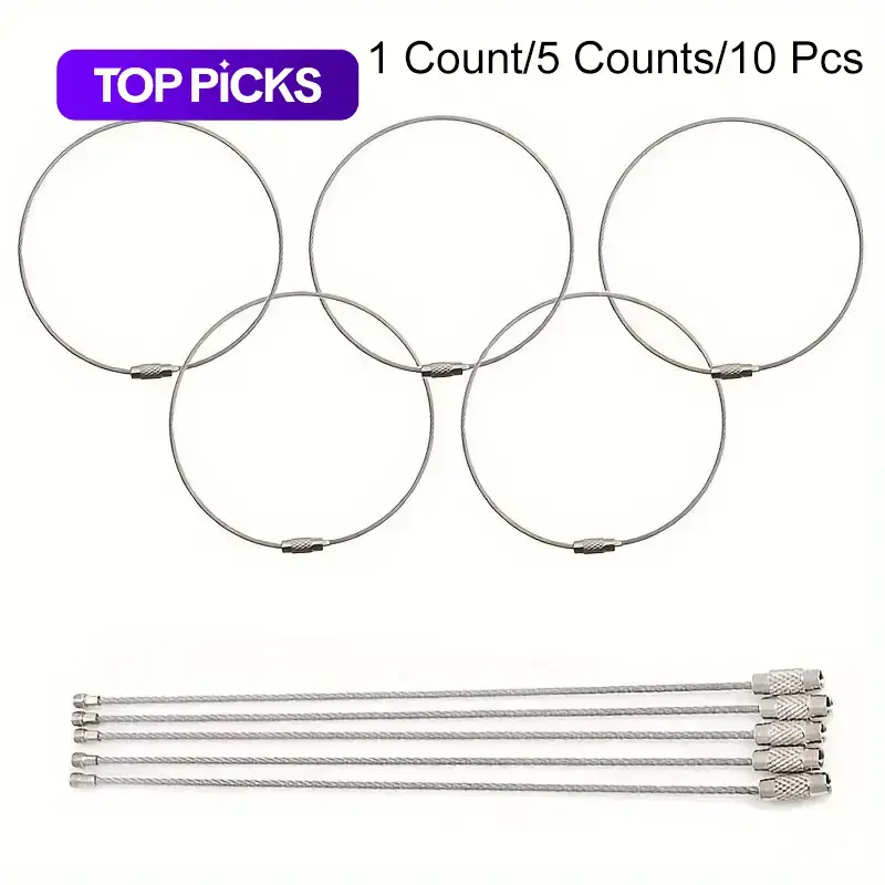Stainless Steel Keychain Ring, Wire Keychains Cable, Large Key Ring Loop Holder, Key Rings Heavy Duty, Heavy Duty Luggage Tag Keeper, Outdoor Camping Hiking Accessories, Hardware Accessories, Hardware Utility, Keychain Lanyard, Keychain Wrist Lanyard