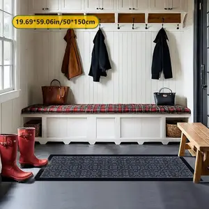 Velvet 850g+ Plastic Bottom Rug, Autumn Winter Deep Vintage Roll Pattern Kitchen Runner, Christmas Furniture Carpet, Durable Large Size