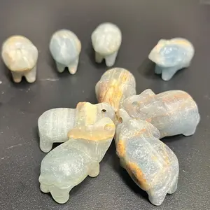 Blue Onyx Elephant Crystal Carving | Genuine Blue Onyx Gemstone Elephant | 1 Inch Small Crystal Animal Figurine | High Vibration Crystals | Healing Stone Gift | Crystal Carving Collectible | Intuitively Chosen Gem Elephant