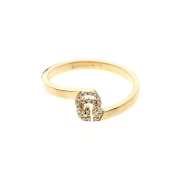 Pre-owned Gucci GG Running Ring 18K Yellow Gold with Diamonds