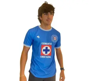 Mexico Blue Soccer Jersey – HeadzFlex Premium Polyester Shirt with Silicone Patches Short Sleeve Vibrant Sublimation Printing TPU Patches