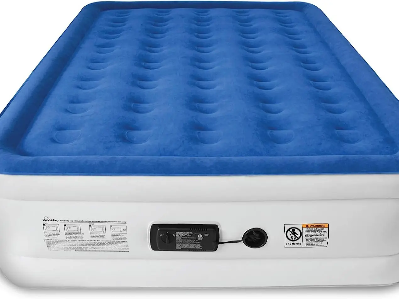 SoundAsleep Dream Series Luxury Air Mattress with ComfortCoil Technology & Built-in High Capacity Pump for Home & Camping- Double Height, Adjustable, Inflatable Blow Up, Portable - Queen Size