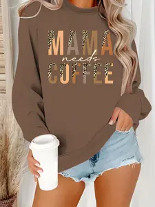 Women's Casual Coffee Lover Sweatshirt, Mother's Day Gift, Soft Long Sleeve Round Neck Pullover, All-Season Comfort