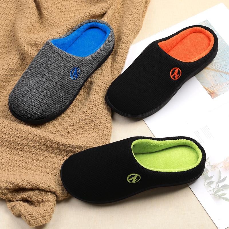 Unisex Gray & Blue Two-Tone Memory Foam Slippers with Durable Rubber Sole for Indoor & Outdoor Use Stylish Walking Footwear Comfortable House Slippers for Men & Women - Dance