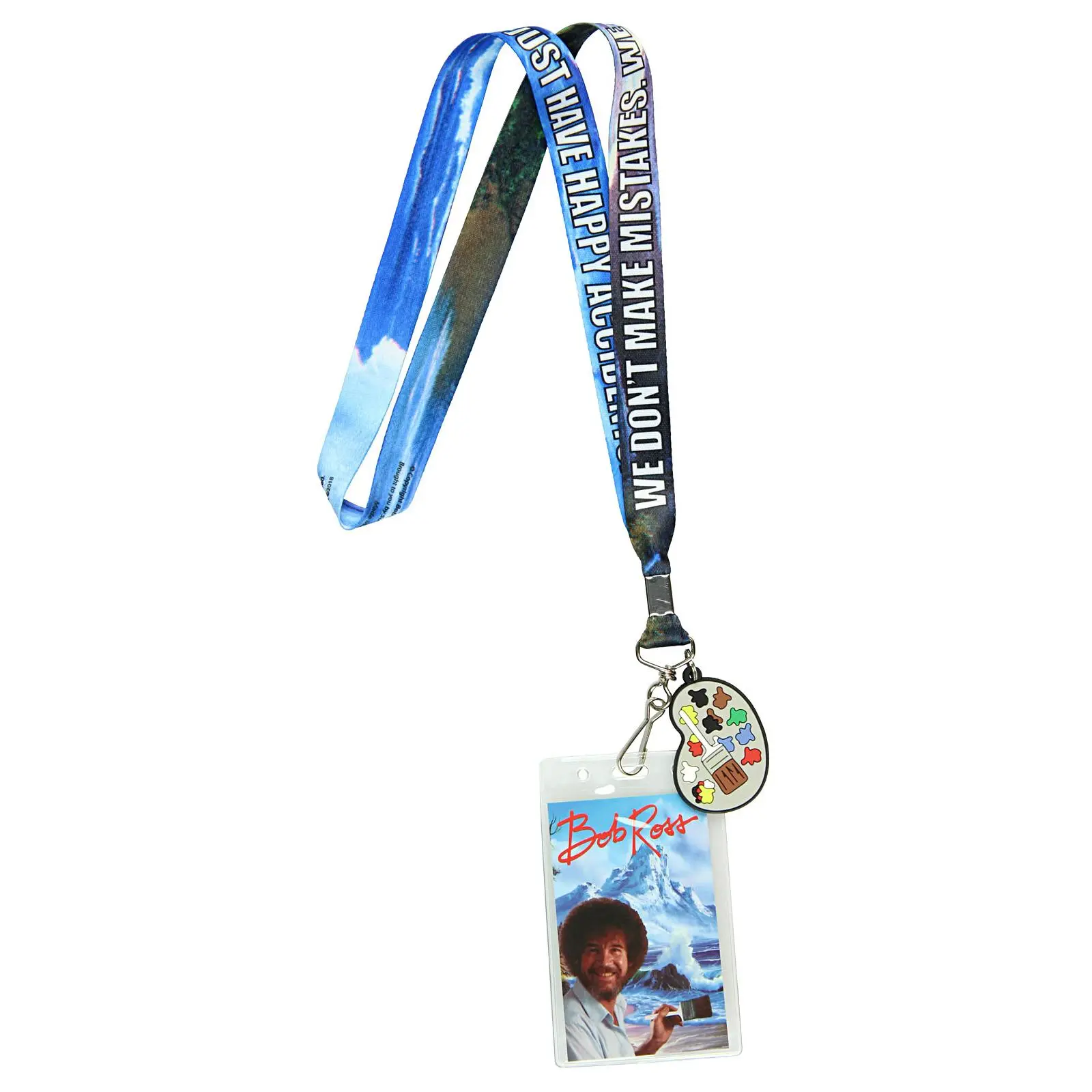 Bob Ross Lanyard Happy Accidents With Painting Charm And ID Holder