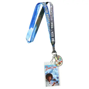 Bob Ross Lanyard Happy Accidents With Painting Charm And ID Holder