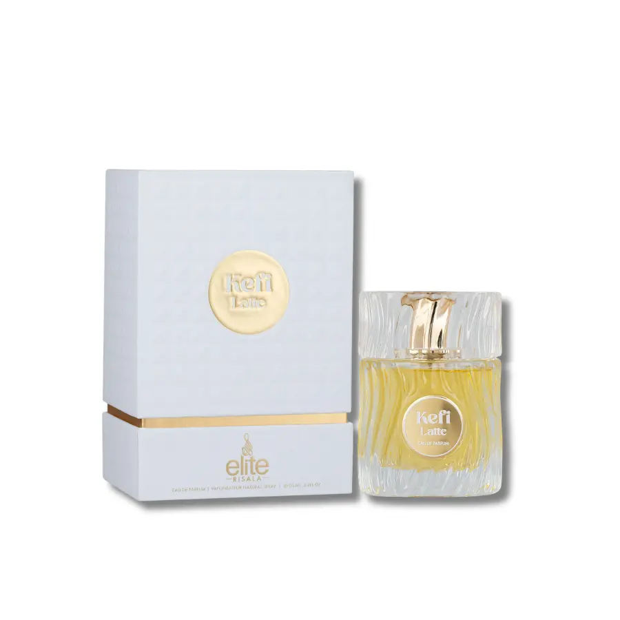 Risala Elite Kefi Latte Eau de Parfum, Unisex Gourmand Caramel Perfume with Sweet Citrus & Creamy Vanilla Notes, Single Item, 3.4 fl oz, Caramel Perfumes, Fragrances, Adults, Smelling Good, 3 To 3.9 Fl Oz, Citrus & Sweet, Vanilla Scents
