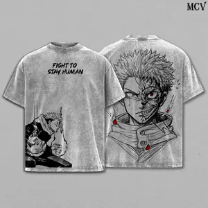 Yuji Itadori Tee Washed – Jujutsu Kaisen Execution The Movie Culling Game Arc, Double Printed Front & Back Vintage Oversized Heavy Cotton Anime Manga T-Shirt, Retro Unisex Streetwear Graphic Top, Japanese Sorcerer Fight Scene Edition, JJK Otaku Gift Tee