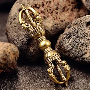 Retro Brass Vajra, Hand-Carved Tibetan Buddhist Lama Dorge Religious Supply, Fengshui Decoration, Room Accessory, Collectible Fashion Accessory