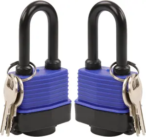 2 count Heavy-Duty 44mm 1.75" Out-Door Padlock Keyed-Alike, Water-Proof Cover, Steel Lock with Same-Key, Weather-Proof Extra-Long-Shackle Anti-Rust, Brass Cylinder for Boat,Fishing, Marine,Fence