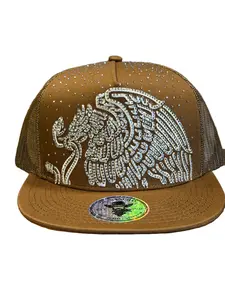 Unisex Brown Eagle Graphic Rhinestone Trucker Hat - Western Snapback Adjustable Decorative Rhinestone Hat, Fashion Clothing Accessory, Rhinestone Hats, Eagle Graphic Hats