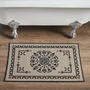 Medallion Black Tan Jacquard Bath Mat