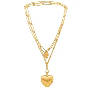 Jenny Bird X Revolve Puffy Heart Chain Necklace in Gold