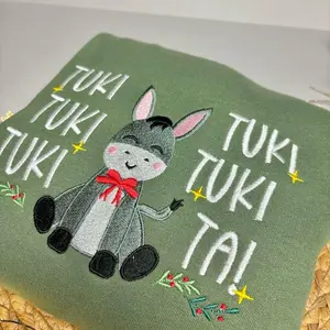 Mi Burrito Sabanero Tuki Tuki Tuki Inspired Christmas Embroidered Sweatshirt, Unisex Cotton Fit Womenswear Top