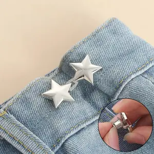 1 Pair Jeans Button Adjustable Clips for Pant Skirts Waist Tightener Buckle Snap Button Adjuster Pants Pin Retractable Button