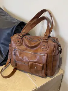 Retro color casual shoulder handbag,rivet decorated niche fashion trend shoulder messenger bag,multi-pocket versatile large capacity shoulder bag,suitable for sports and fitness enthusiasts, short trips, etc.