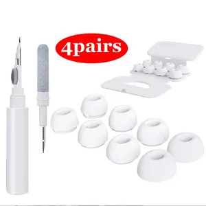 4 Pairs Silicone Ear Tips for AirPods Pro 1st/2nd, Noise Isolation Holes, Cleaning Kit Included, Non-Slip Soft Silicone Replacement Ear Caps