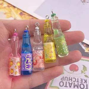 Resin 3D Beverage Bottle Pendants, DIY Jewelry Making Supplies, Creative Food Theme Earrings & Keychains, 10-20pcs Craft Accessories, Lightweight, Crafting