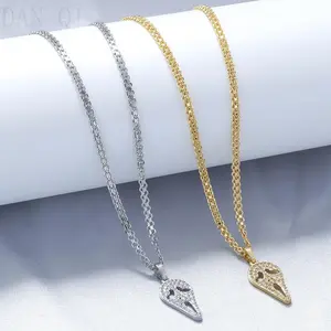 Ghost Face Pendant Necklace Personalized Hip Hop Halloween Skull Neck Chain Gold Plated Amulet for Outfits Accessories