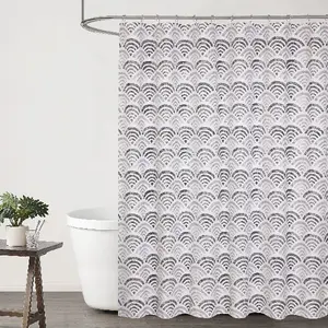 Ruvanti Shower Curtains 72x72 Inch Cotton Blend Shower Curtain 1 Count Modern Water Resistant Bathroom Curtain 12 Curtain Hooks Bathroom Accessories for Home Hotel Salon Decor