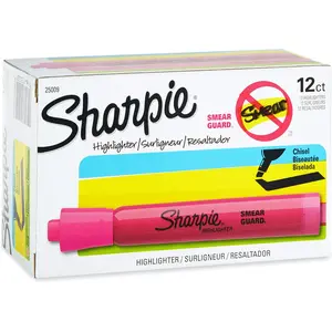 Sharpie Tank Style Highlighters, Chisel Tip, Fluorescent Pink, Box of 12
