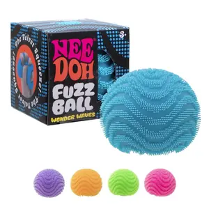 Schylling NeeDoh Fuzz Ball - Sensory Toy with a Velvet Texture and Soft Cloud Squish - Wavy Pattern You Can See and Feel - Ages 3 and Up - Color May Vary; One Per Pack (Wonder Waves)