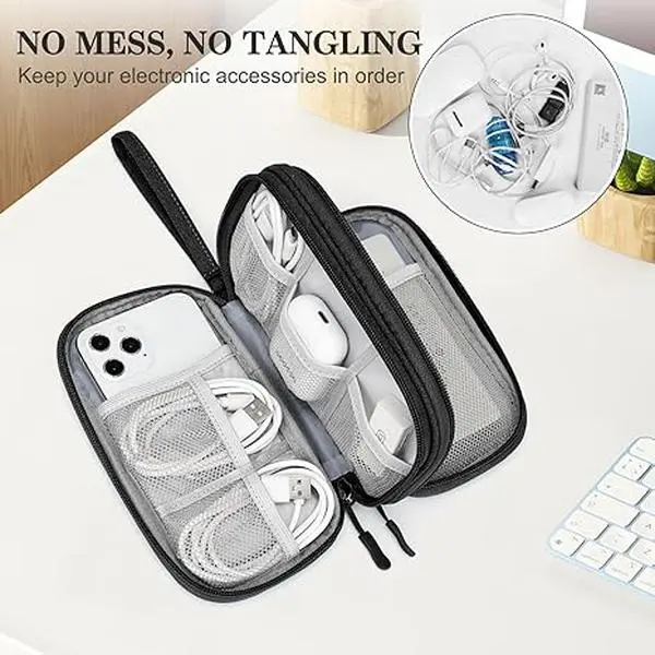 Universal Electronics Organizer Pouch, Travel Storage Bag for Chargers, Cables, Phones, SD Cards, and Digital Accessories, Portable Gadget Case for Business Trips and Everyday Carry