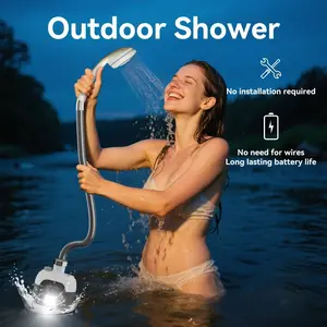Portable Rechargeable Camping Shower Pump with Hose, Ergonomic Handle & Durable Design, Ideal for Outdoor Use, Car Washing & Pet Bathing