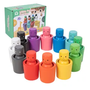 Montessori Color Sorting Cups, Wood Color Sorting Sensory Toy, Stacking Cups Toys for Ages 3-4, Preschool Learning Educational Montessori Sensory Training Activities Toys