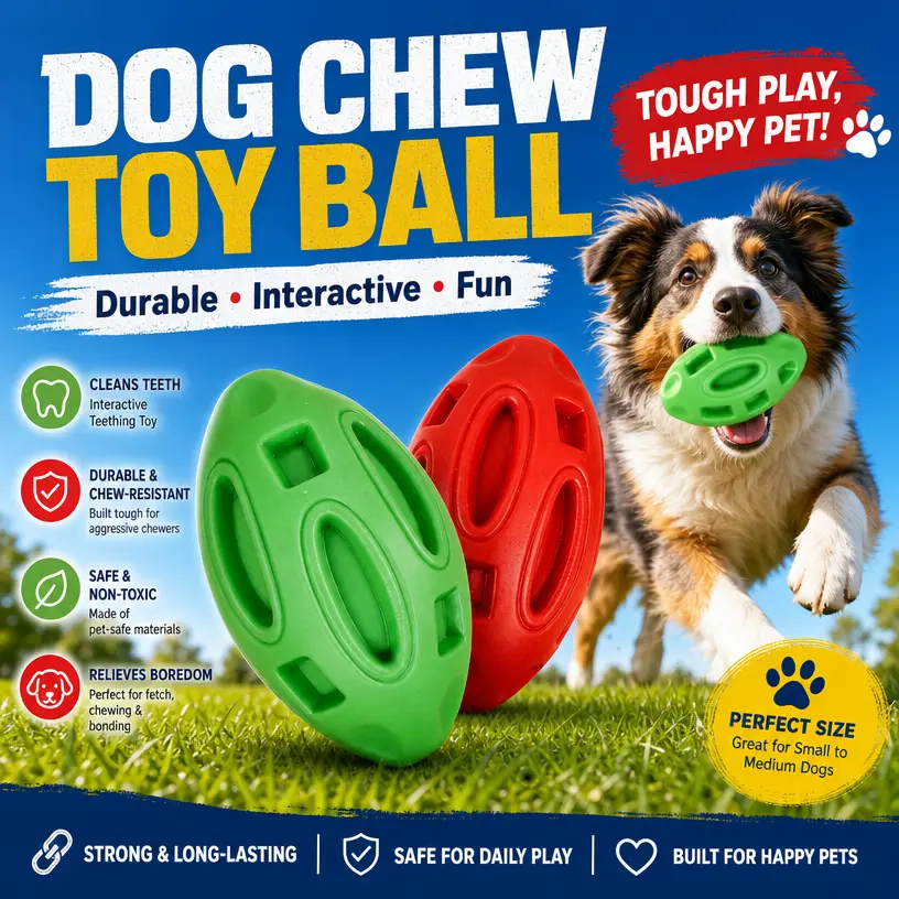 Dog toys Durable Rubber Dog Chew Ball Toy - Aggressive Chewers' Teething Aid, Dental Cleaner, Boredom Reliever (Ball Shape Design), Relieves Boredom